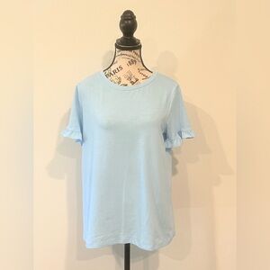 NWOT Women's Sky Blue Tee with Ruffled Sleeves, Medium
